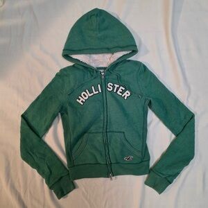 Hollister Girls' Green Hooded Zip-Up Jacket